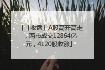 「收盘」A股高开高走，两市成交12864亿元，4120股收涨