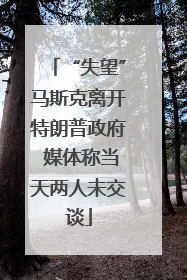 “失望”马斯克离开特朗普政府 媒体称当天两人未交谈