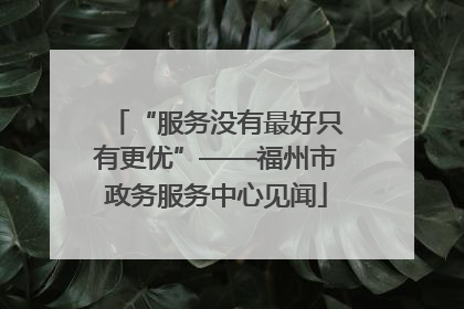 “服务没有最好只有更优”——福州市政务服务中心见闻
