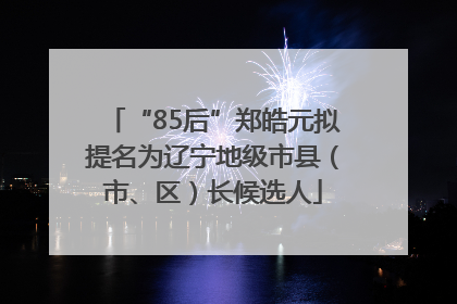 “85后”郑皓元拟提名为辽宁地级市县（市、区）长候选人