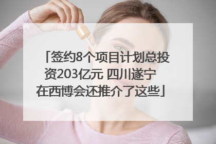 签约8个项目计划总投资203亿元 四川遂宁在西博会还推介了这些