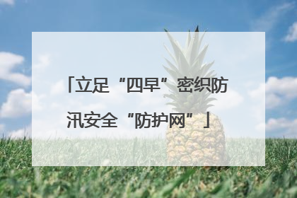 立足“四早”密织防汛安全“防护网”