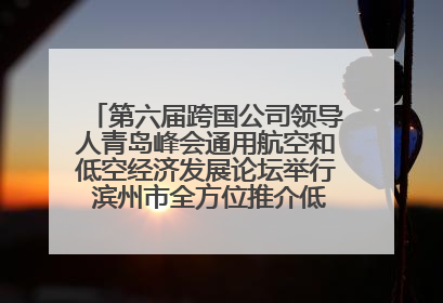 第六届跨国公司领导人青岛峰会通用航空和低空经济发展论坛举行 滨州市全方位推介低空经济发展优势