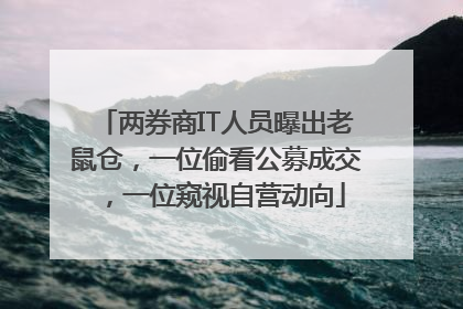 两券商IT人员曝出老鼠仓，一位偷看公募成交，一位窥视自营动向
