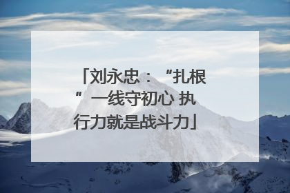刘永忠：“扎根”一线守初心 执行力就是战斗力