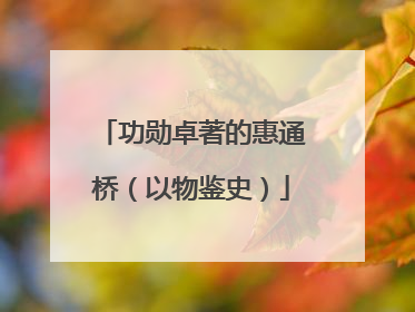 功勋卓著的惠通桥（以物鉴史）
