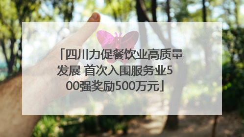 四川力促餐饮业高质量发展 首次入围服务业500强奖励500万元