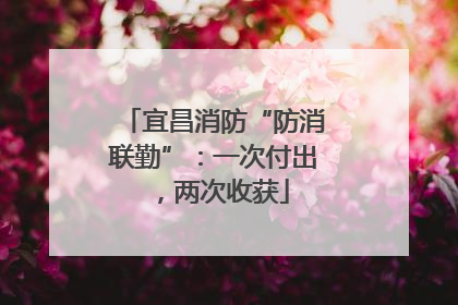 宜昌消防“防消联勤”：一次付出，两次收获