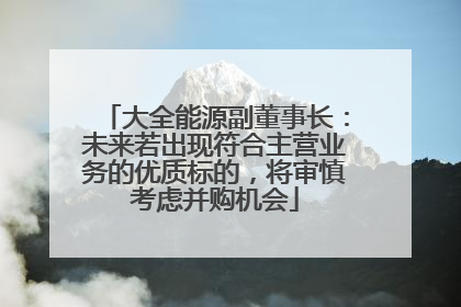 大全能源副董事长：未来若出现符合主营业务的优质标的，将审慎考虑并购机会