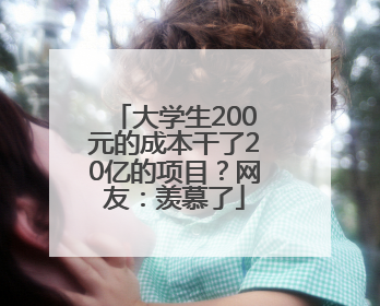 大学生200元的成本干了20亿的项目？网友：羡慕了