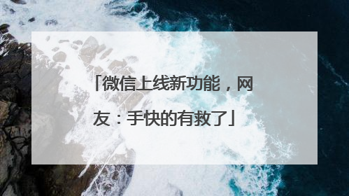 微信上线新功能，网友：手快的有救了