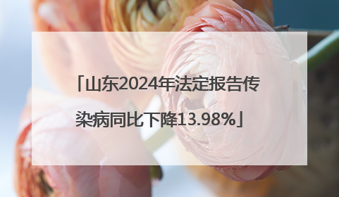 山东2024年法定报告传染病同比下降13.98%