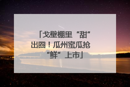 戈壁棚里“甜”出圈！瓜州蜜瓜抢“鲜”上市