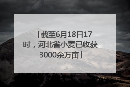 截至6月18日17时，河北省小麦已收获3000余万亩