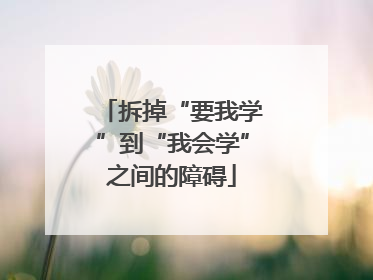 拆掉“要我学”到“我会学”之间的障碍