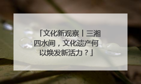 文化新观察丨三湘四水间，文化遗产何以焕发新活力？
