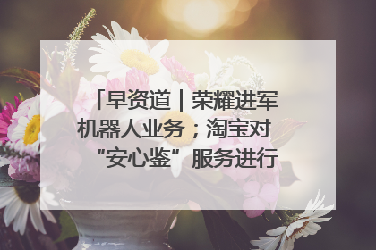 早资道｜荣耀进军机器人业务；淘宝对“安心鉴”服务进行逐步下线调整