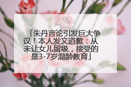 朱丹言论引发巨大争议！本人发文道歉：从未让女儿留级，接受的是3-7岁混龄教育