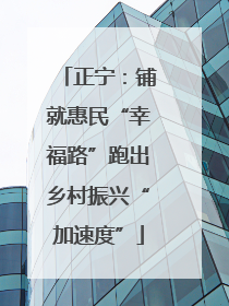 正宁：铺就惠民“幸福路”跑出乡村振兴“加速度”