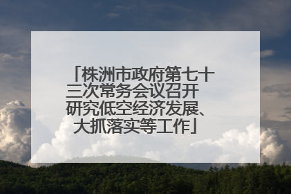 株洲市政府第七十三次常务会议召开 研究低空经济发展、大抓落实等工作