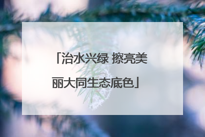 治水兴绿 擦亮美丽大同生态底色