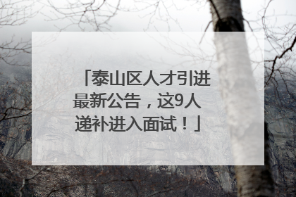 泰山区人才引进最新公告，这9人递补进入面试！