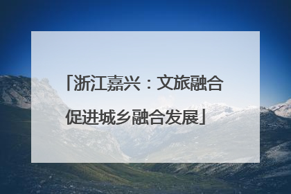 浙江嘉兴：文旅融合促进城乡融合发展