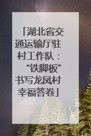 湖北省交通运输厅驻村工作队：“铁脚板”书写龙凤村幸福答卷