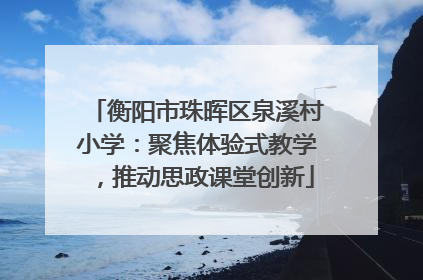 衡阳市珠晖区泉溪村小学：聚焦体验式教学，推动思政课堂创新