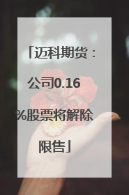 迈科期货：公司0.16%股票将解除限售