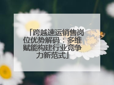 跨越速运销售岗位优势解码：多维赋能构建行业竞争力新范式