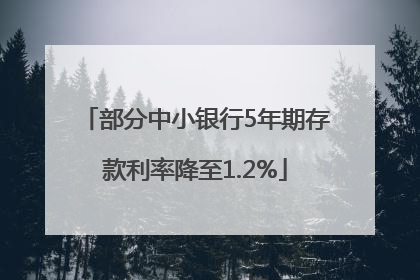 部分中小银行5年期存款利率降至1.2%