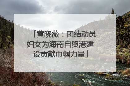 黄晓薇：团结动员妇女为海南自贸港建设贡献巾帼力量