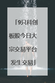 9只科创板股今日大宗交易平台发生交易